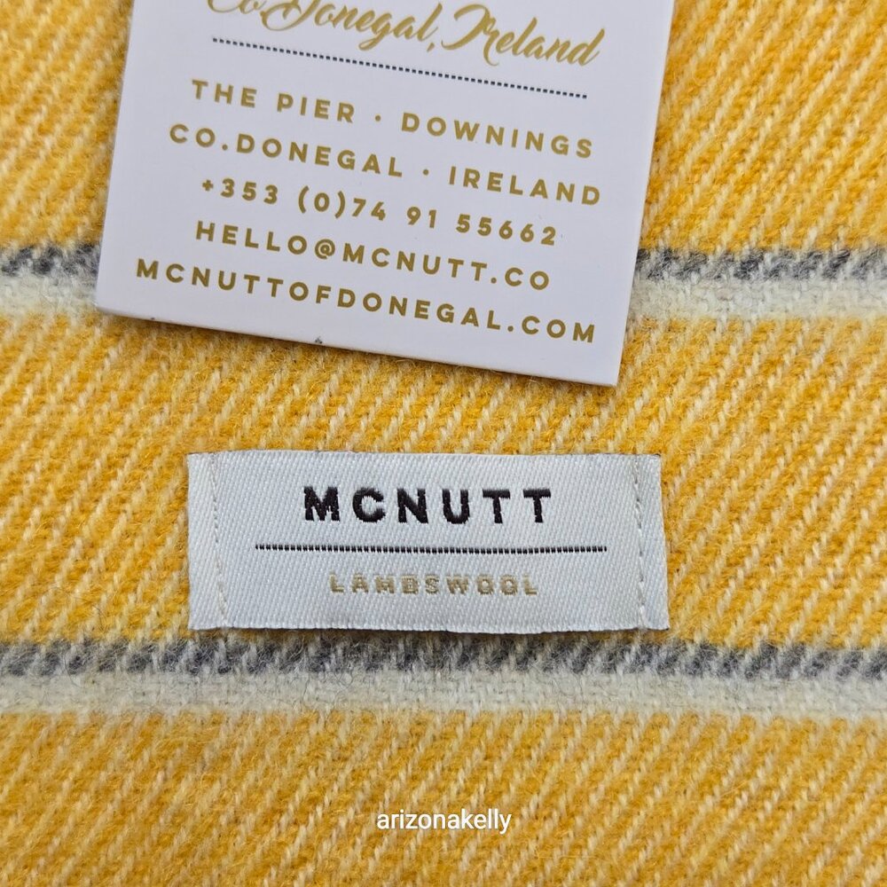 NWT McNutt Lambswool Scarf Donegal Ireland Yellow & Grey - Picture 5 of 14